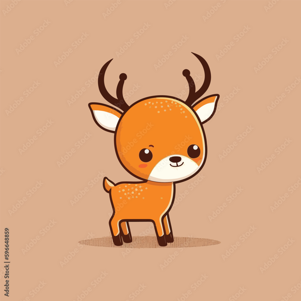Cute kawaii reindeer chibi mascot vector cartoon style Cute kawaii reindeer chibi mascot vector cartoon style