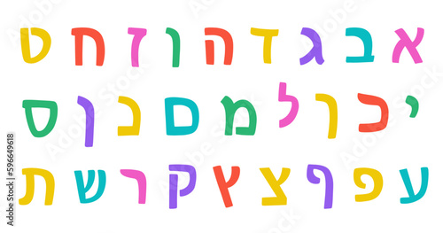 Hebrew Letters Alphabet Set Colorful ABC Lettering