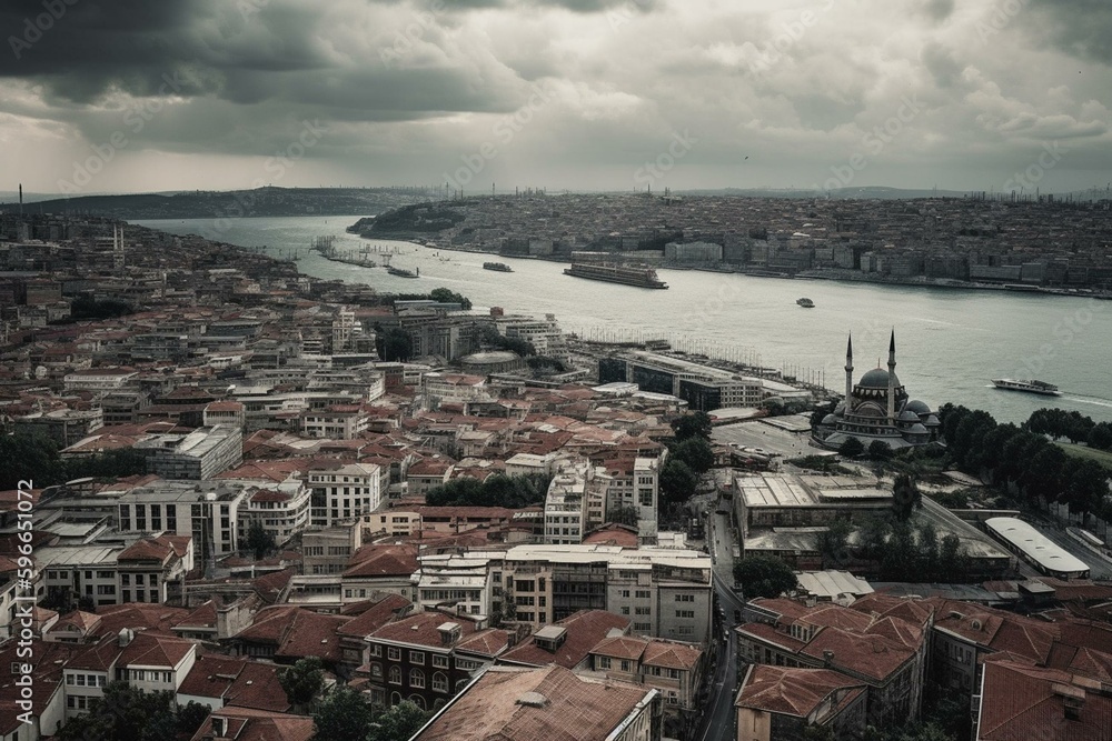A wide-angle view of Istanbul. Generative AI