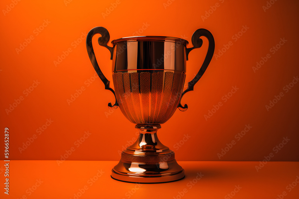 Golden trophy on red background Golden trophy on red background