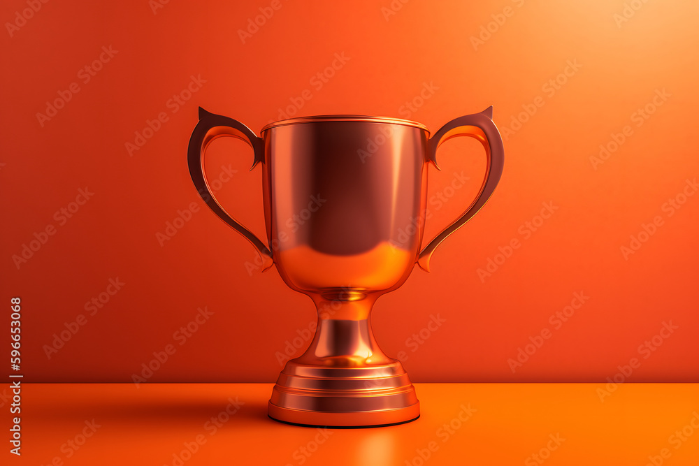 Golden trophy on red background Golden trophy on red background