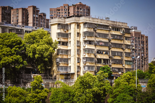 The modern architectural complex next to West Lake Park in Changsha, Hunan, China was photographed at West Lake Park in Yuelu District, Changsha City.