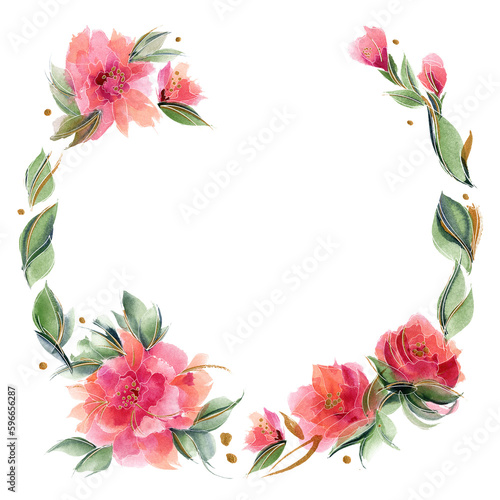 Wallpaper Mural Pink floral wreath with delicate fragrant rose flowers. Summer mood with nature ditsy decor Torontodigital.ca