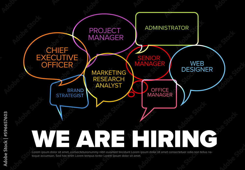 We are hiring minimalistic dark flyer template with bubbles and