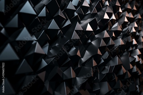 Black triangles rotated and shifted for a unique wallpaper. Generative AI