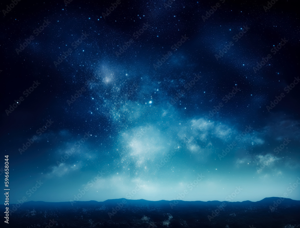 Space background filled with stars and clouds, ethereal cloudscapes in the night sky. milky way galaxy. Generative AI.