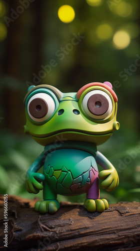 A Frog  Wooden Toy Made Of Colorful Wood With Green Background Generative Ai Digital Illustration Part 260423
