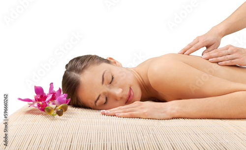 Young attractive woman getting spa massage