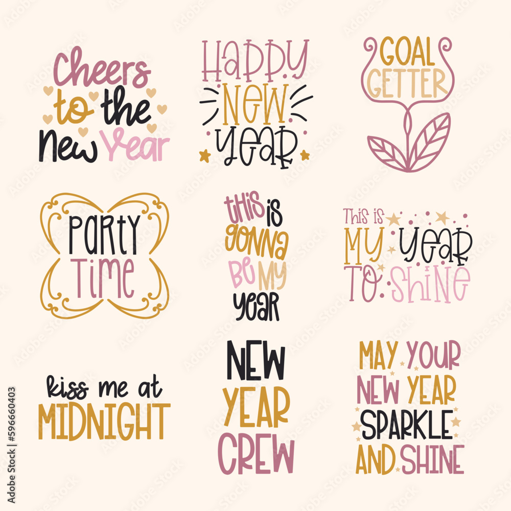 New Years Ever Quote Typography Set New Years Ever Quote Typography Set