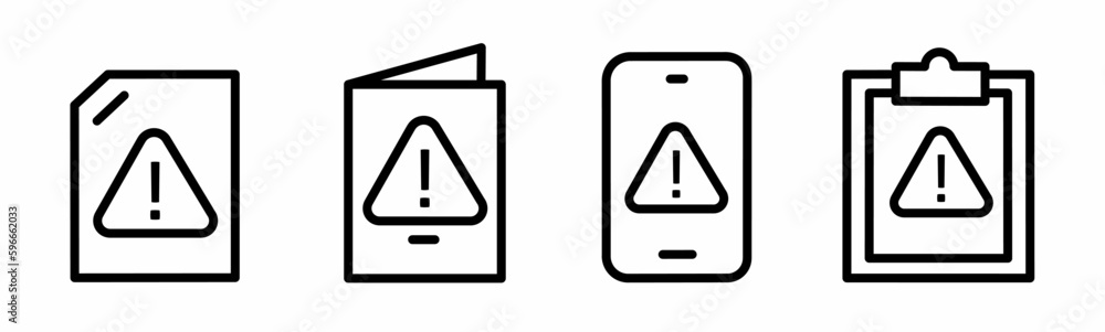 Warning icon illustration. Eror icon set for business. Stock vector. Warning icon illustration. Eror icon set for business. Stock vector.