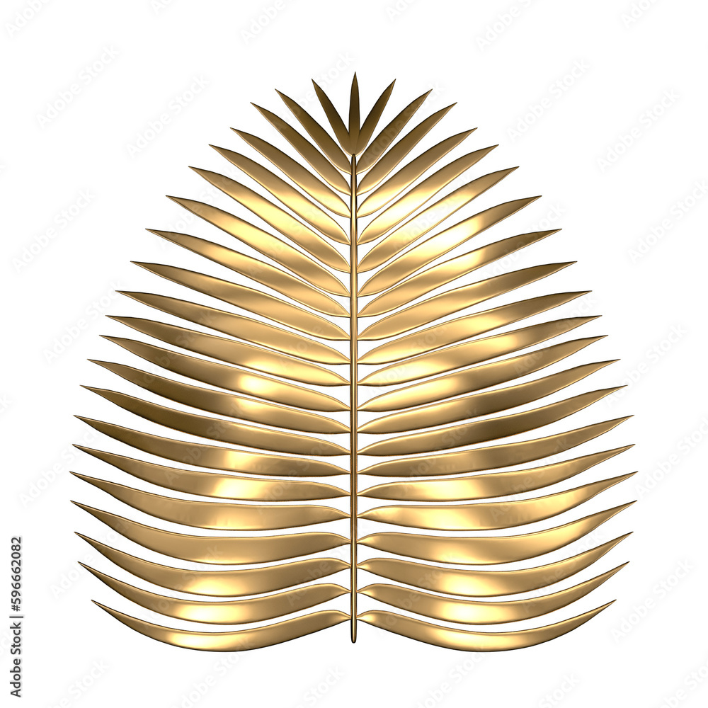 Golden Palm Leaf With Elegant Gold Border On Transparent Background ...