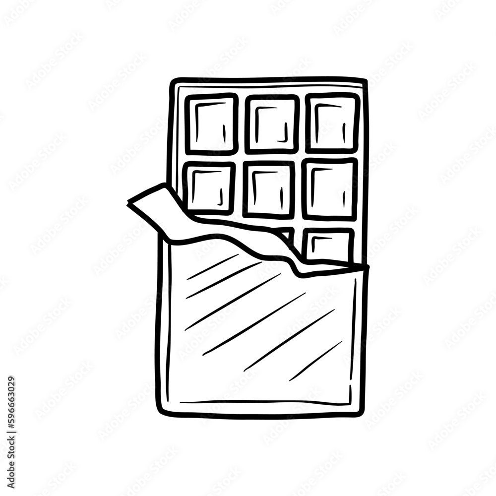Chocolate line art illustration. chocolate doodle vector illustration