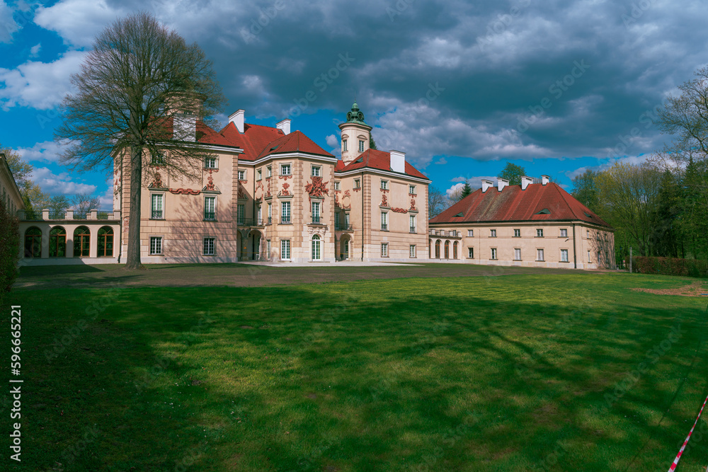 Southern facade of the Bielinsky Palace in Otwock Wielki in Poland
