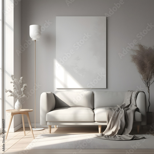 Blank mockup with a 3D render and a canvasframe, 3D render mockup,blank photo, White frame for mockup, AI, AI generated photo