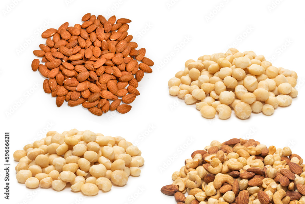 Almonds isolated on white background. Almonds isolated on white background.