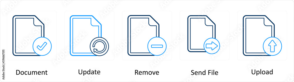 A set of 5 Extra icons as document, update, remove A set of 5 Extra icons as document, update, remove