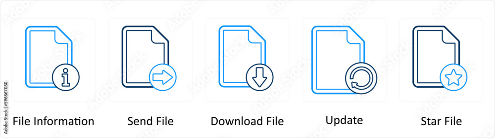 A set of 5 Extra icons as file information, send file, update A set of 5 Extra icons as file information, send file, update