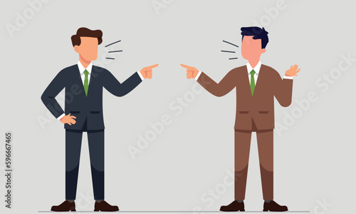 Conflict resolution and conflict between two person at office workplace for two person blaming each others pointing finger to another quarrelling business person. Conflict at office work two officer