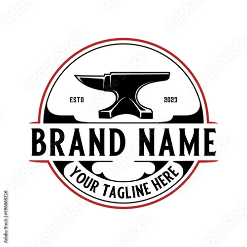 
blacksmith anvil vintage logo design. The basic concept of blacksmithing is simple, very suitable for blacksmiths