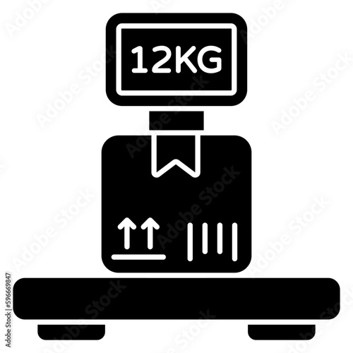Conceptual flat design icon of parcel weighing