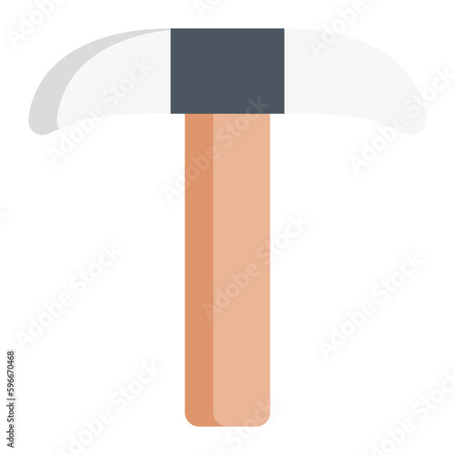 Isolated mattock in flat icon on white background. Gardening, mining, farming, pickaxe