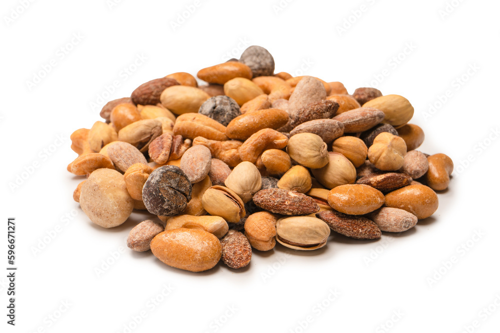A group of almonds, pistachios, walnuts, macadamia, cashews. A group of almonds, pistachios, walnuts, macadamia, cashews.