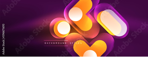 Neon circle abstract background. Template for wallpaper, banner, presentation, background