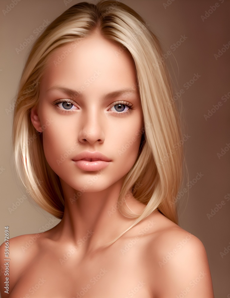 A portrait of a blonde woman with blonde hair and blue eyes. Ai Generated A portrait of a blonde woman with blonde hair and blue eyes. Ai Generated