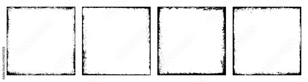Grunge frame. Set of square frames. Empty black boxes. Hand drawn design elements. Vector illustration isolated on white background. Grunge frame. Set of square frames. Empty black boxes. Hand drawn design elements. Vector illustration isolated on white background.