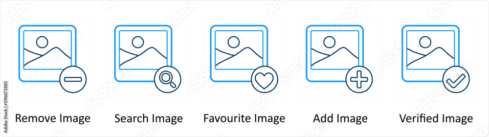 A set of 5 Extra icons as remove image, search image, favorite image A set of 5 Extra icons as remove image, search image, favorite image