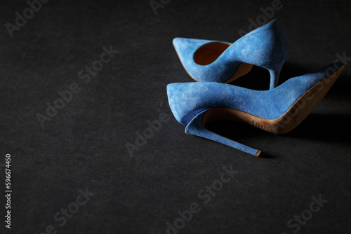 Blue suede shoes high heeled