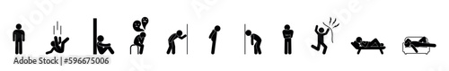 sad people, stick figure human silhouette, person isolated icon
