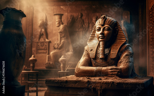 Egyptian King Djoser (pharaoh) of the 3th Dynasty. Generative AI Fototapet