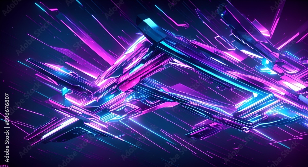 Photo of an abstract background with purple and blue lines