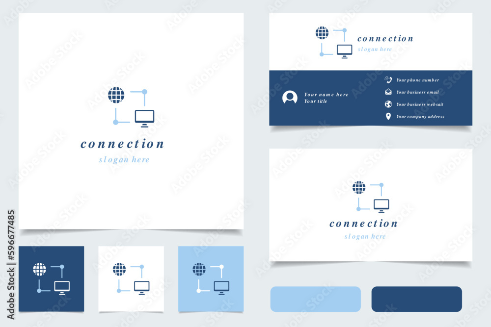 Connection logo design with editable slogan. Branding book and business card template.
