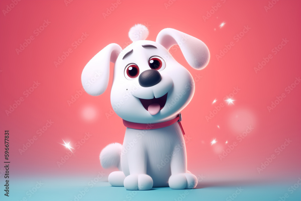 Cheerful cute puppy, funny happy purebred small dog sitting with tongue hanging out. Animal illustration, Generative AI doodle render Cheerful cute puppy, funny happy purebred small dog sitting with tongue hanging out. Animal illustration, Generative AI doodle render