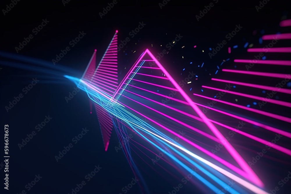 Fototapeta premium abstract futuristic background with pink blue glowing neon moving high speed wave lines and bokeh lights. Data transfer concept Fantastic wallpaper, Ai Generative