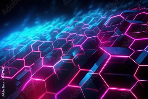 abstract futuristic background with pink blue glowing neon moving high speed wave lines and bokeh lights. Data transfer concept Fantastic wallpaper, Ai Generative