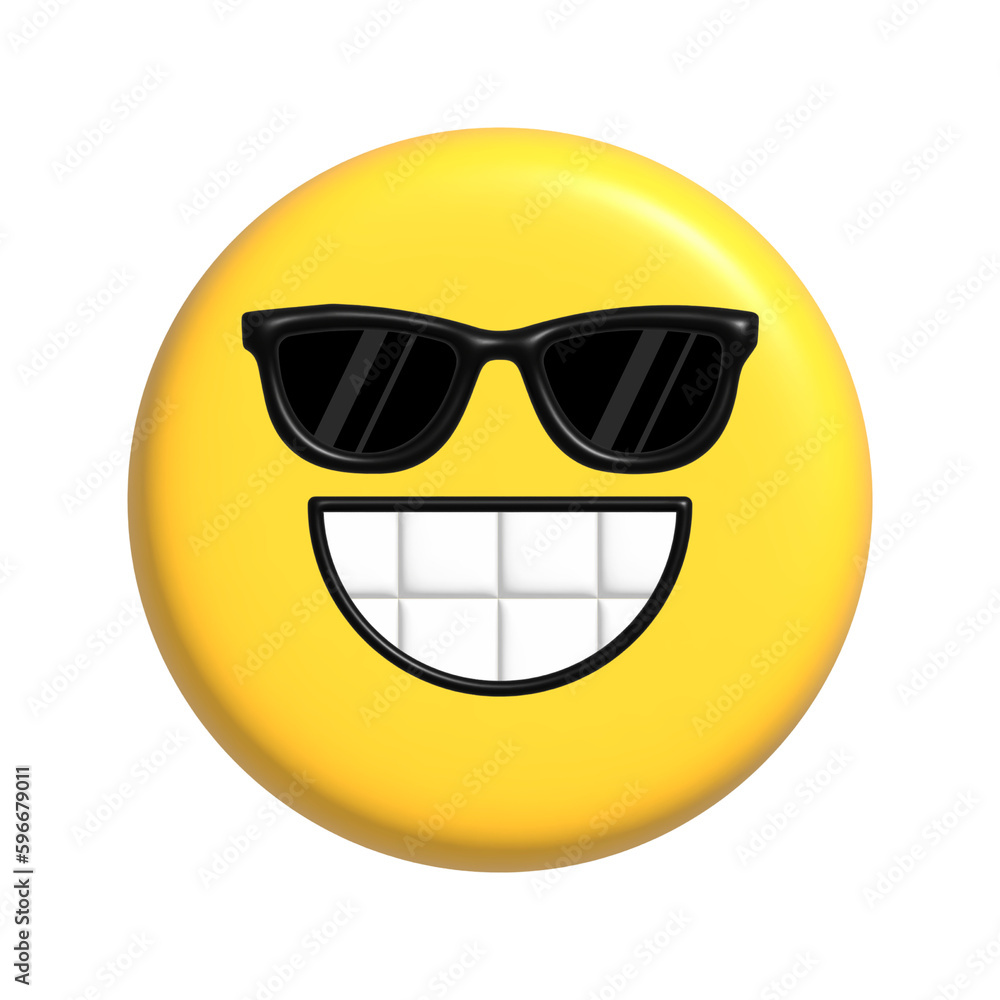Emoticono 3D sonriente con gafas de sol Emoticono 3D sonriente con gafas de sol
