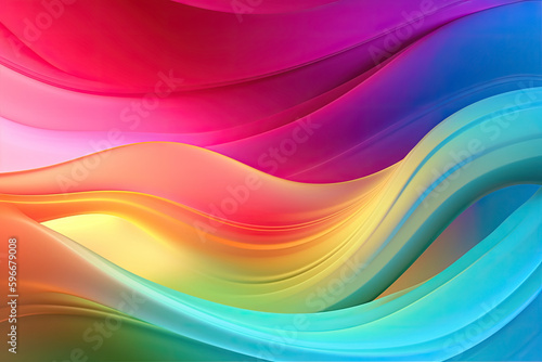 Wavy colorful abstract background. Smooth curved shapes, vivid colors. Generative AI