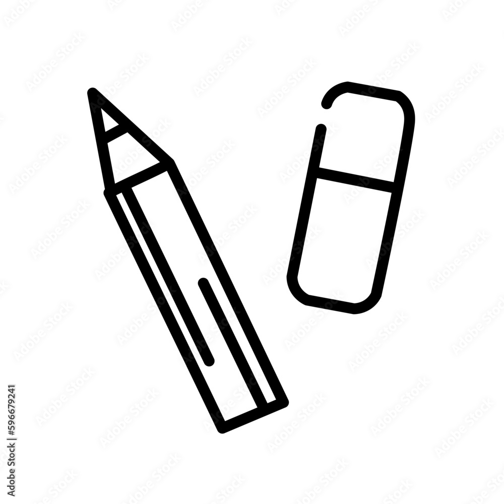 Pencil and eraser on white background Pencil and eraser on white background