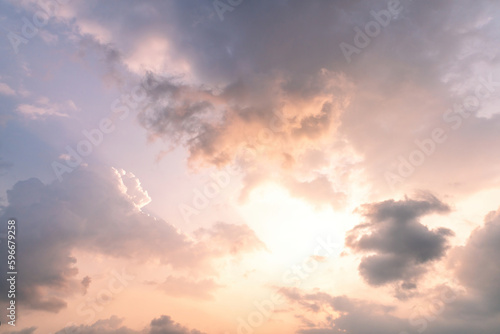 Beautiful sky. Clouds in twilight sky in evening. Colorful sky in twilight time.