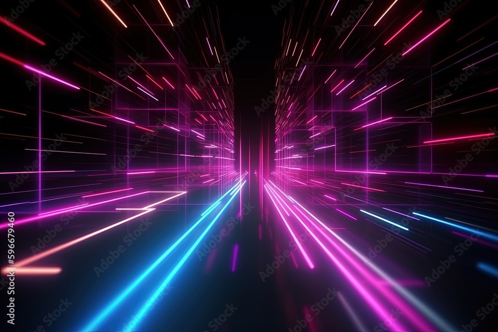 abstract futuristic background with pink blue glowing neon moving high speed wave lines and bokeh lights. Data transfer concept Fantastic wallpaper, Ai Generative abstract futuristic background with pink blue glowing neon moving high speed wave lines and bokeh lights. Data transfer concept Fantastic wallpaper, Ai Generative