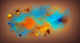 Photo of an abstract background with blue, orange, and yellow shapes