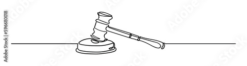Drawn judge's gavel on white background