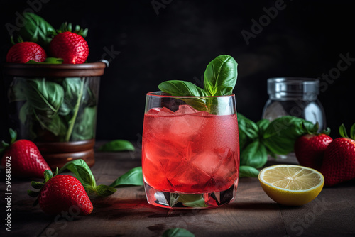 Strawberry Basil Smash. A fruity and herbaceous cocktail