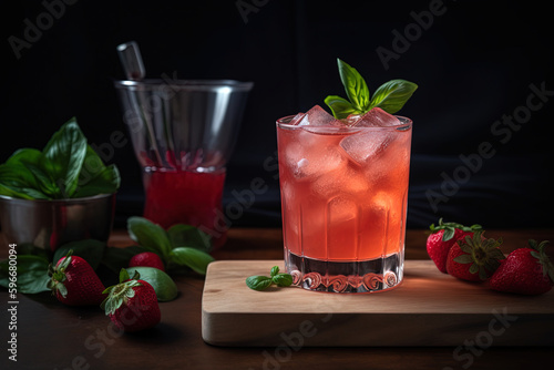 Strawberry Basil Smash. A fruity and herbaceous cocktail