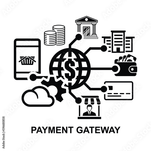 Payment gateway icon isolated on background vector illustration.