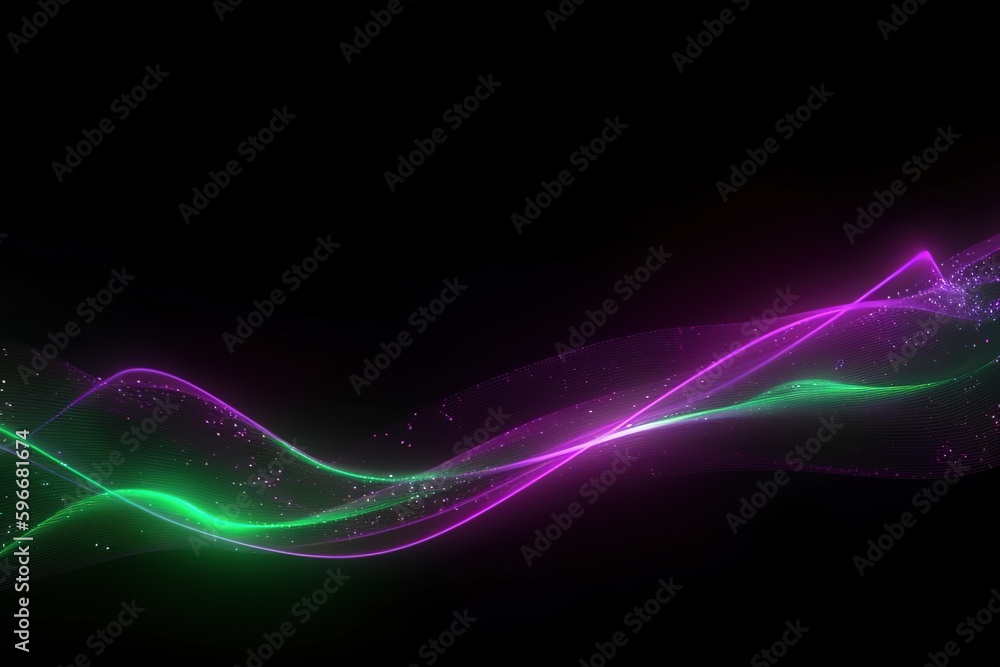 abstract futuristic background with green purple glowing neon moving high speed wave lines and bokeh lights. Data transfer concept Fantastic wallpaper, Ai Generative abstract futuristic background with green purple glowing neon moving high speed wave lines and bokeh lights. Data transfer concept Fantastic wallpaper, Ai Generative