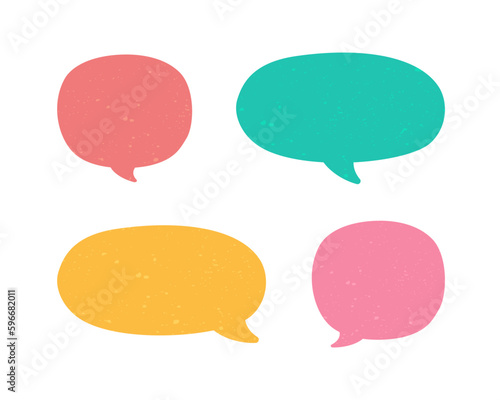 Set of vintage speech bubbles. Grunge texture text box frame, retro chat box, message box conversation template vector illustration design.